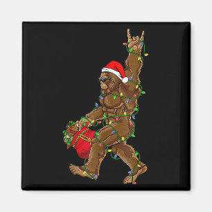 Santa Bigfoot Christmas Lights Rock Funny Sasquatc Magnet