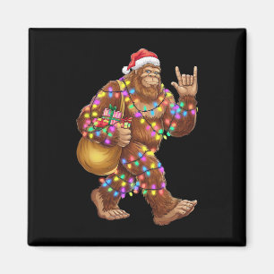 Santa Bigfoot Christmas Lights Rock Funny Sasquatc Magnet