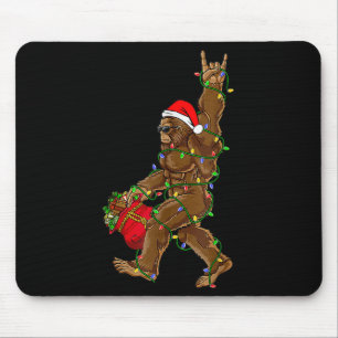 Santa Bigfoot Christmas Lights Rock Funny Sasquatc Mouse Mat