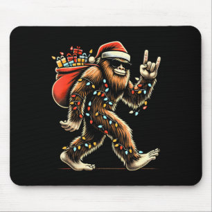Santa Bigfoot Christmas Lights Rock Funny Sasquatc Mouse Mat