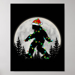 Santa Bigfoot Christmas Lights Rock Funny Sasquatc Poster