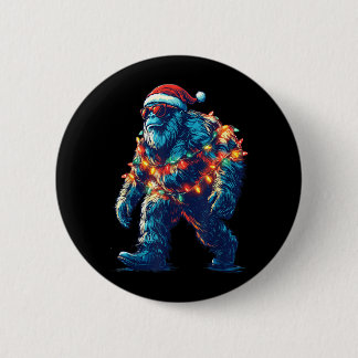 Santa Bigfoot Christmas Lights Xmas Sasquatch 6 Cm Round Badge