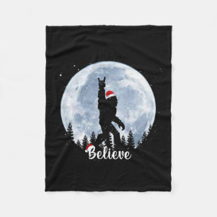 Santa Bigfoot Christmas Rock Roll Sasquatch Believ Fleece Blanket