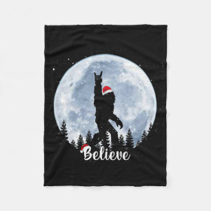 Santa Bigfoot Christmas Rock Roll Sasquatch Believ Fleece Blanket