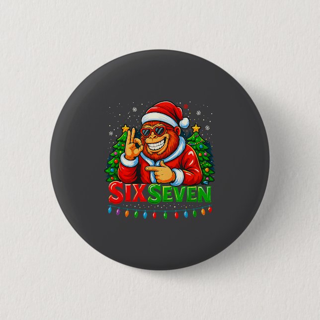 Santa Bigfoot Christmas Sasquatch 67 Funny Meme Si 6 Cm Round Badge (Front)
