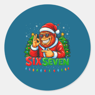 Santa Bigfoot Christmas Sasquatch 67 Funny Meme Si Classic Round Sticker