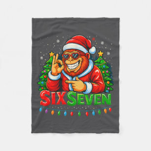 Santa Bigfoot Christmas Sasquatch 67 Funny Meme Si Fleece Blanket