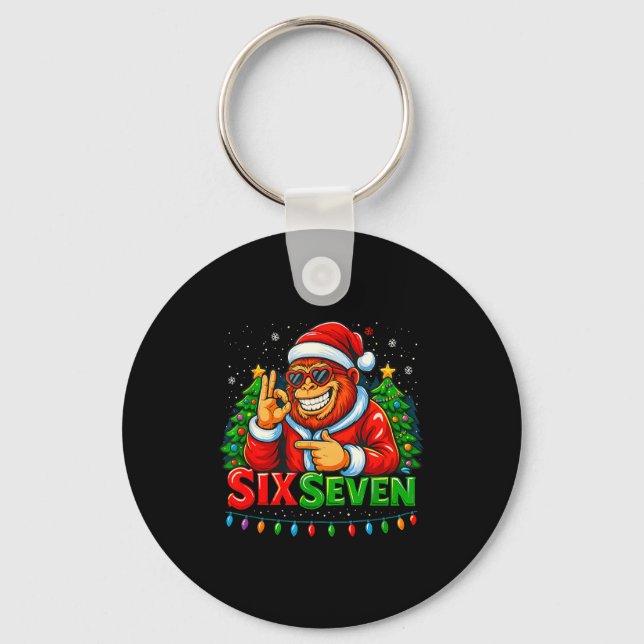 Santa Bigfoot Christmas Sasquatch 67 Funny Meme Si Key Ring (Front)