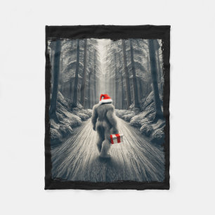 Santa Bigfoot Christmas Sasquatch Believe Fleece Blanket