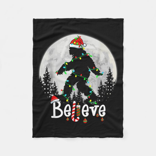 Santa Bigfoot Christmas Sasquatch Believe Xmas Men Fleece Blanket (Front)