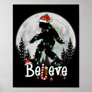 Santa Bigfoot Christmas Sasquatch Believe Xmas Men Poster