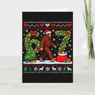 Santa Bigfoot Christmas Tree Funny Sasquatch 67 Card