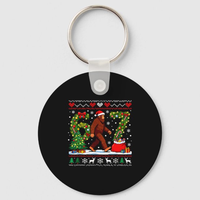Santa Bigfoot Christmas Tree Funny Sasquatch 67  Key Ring (Front)