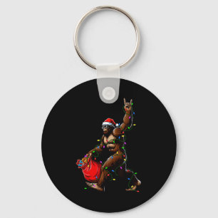 Santa Bigfoot Christmas Tree Lights Rock Funny Sas Key Ring