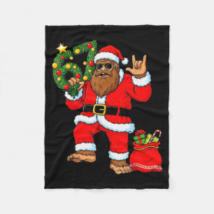 Santa Bigfoot Christmas Tree Sasquatch 67 Six Seve Fleece Blanket