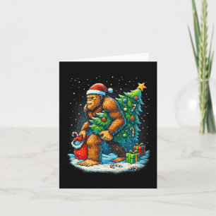 Santa Bigfoot Christmas Tree Sasquatch Xmas Lights Card