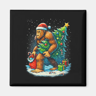 Santa Bigfoot Christmas Tree Sasquatch Xmas Lights Magnet