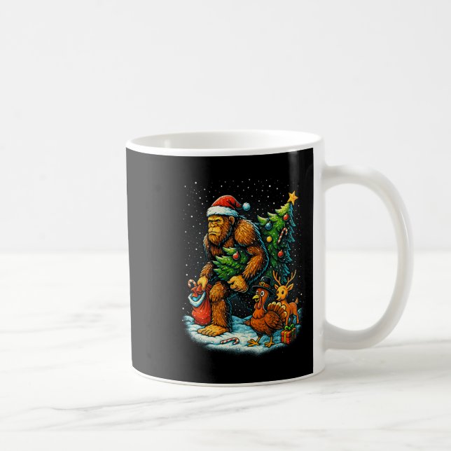 Santa Bigfoot Christmas Tree Turkey Reindeer Thank Coffee Mug (Right)
