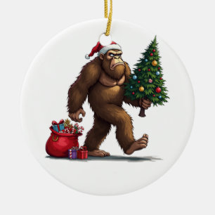 Santa Bigfoot Christmas Tree Xmas Lights Ceramic Tree Decoration