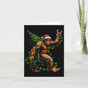 Santa Bigfoot Christmas Tree Xmas Lights Funny Sas Card