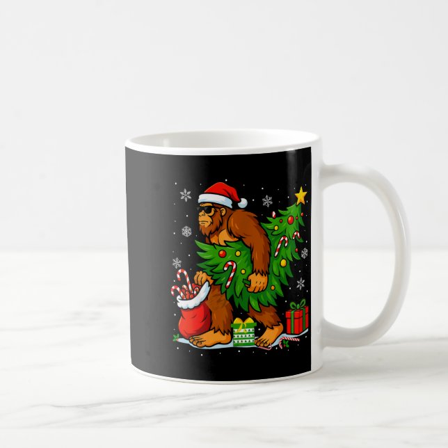 Santa Bigfoot Christmas Tree Xmas Lights Funny Sas Coffee Mug (Right)