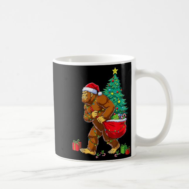 Santa Bigfoot Christmas Tree Xmas Lights Funny Sas Coffee Mug (Right)