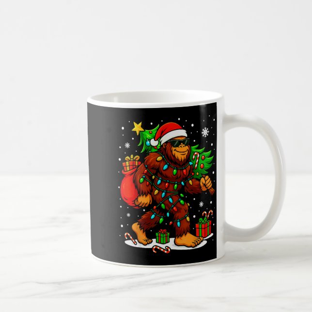Santa Bigfoot Christmas Tree Xmas Lights Funny Sas Coffee Mug (Right)