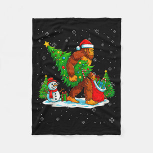 Santa Bigfoot Christmas Tree Xmas Lights Funny Sas Fleece Blanket