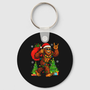 Santa Bigfoot Christmas Tree Xmas Lights Funny Sas Key Ring