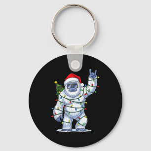 Santa Bigfoot Christmas Tree Xmas Lights Funny Sas Key Ring