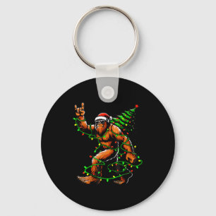 Santa Bigfoot Christmas Tree Xmas Lights Funny Sas Key Ring