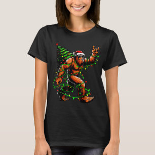 Santa Bigfoot Christmas Tree Xmas Lights Funny Sas T-Shirt
