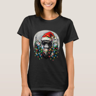 Santa Bigfoot Christmas Tree Xmas Lights Funny Sas T-Shirt