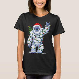 Santa Bigfoot Christmas Tree Xmas Lights Funny Sas T-Shirt