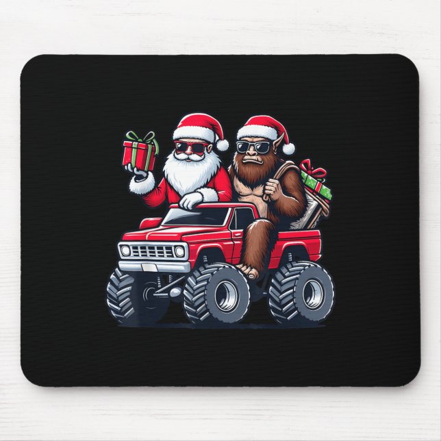 Santa Bigfoot Riding Monster Truck Christmas Toddl Mouse Mat (Front)