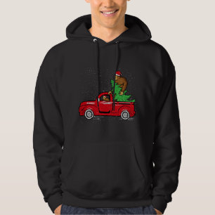 Santa Bigfoot Riding Red Truck Sasquatch Christmas Hoodie
