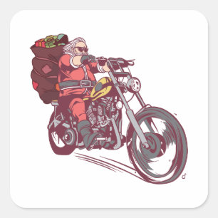 Santa Biker Christmas Costume for Bikers Invitatio Square Sticker
