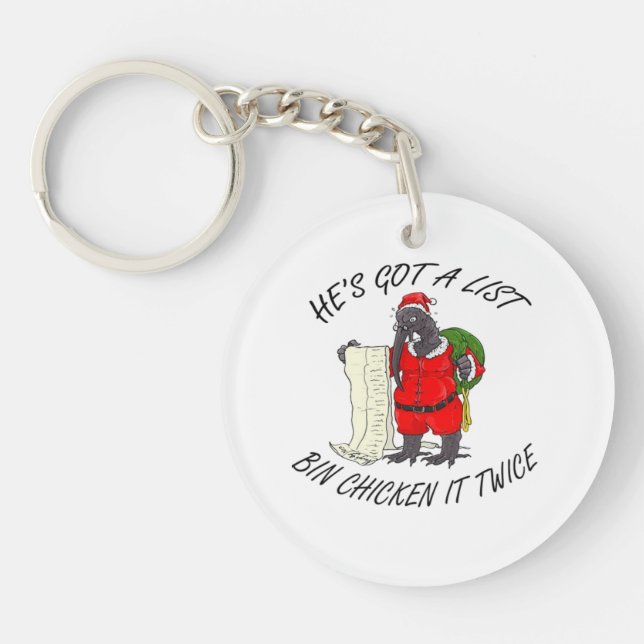 Santa Bin Chicken  Key Ring (Front)
