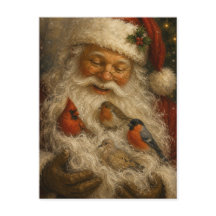 Santa Birds Christmas Postcard