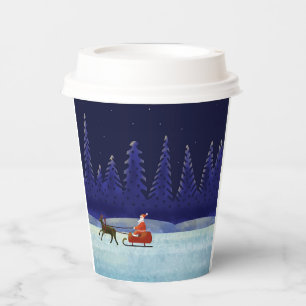Santa birthday reindeer sledge Christmas Night Paper Cups