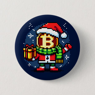 Santa Bitcoin: 8-Bit Crypto Holiday 6 Cm Round Badge