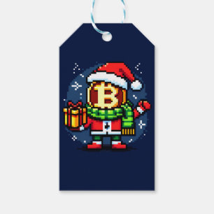 Santa Bitcoin: 8-Bit Crypto Holiday Gift Tags