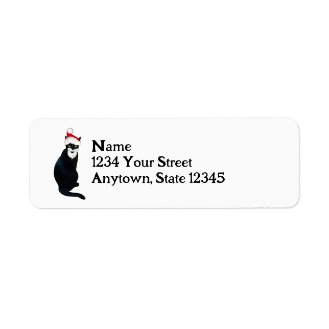 Santa Black Cat Return Address Labels (Front)