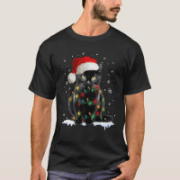 Santa Black Cat Tangled Up In Christmas Tree Light