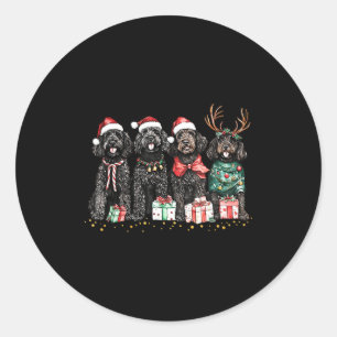 Santa Black Goldendoodle Christmas Winter Goldendo Classic Round Sticker