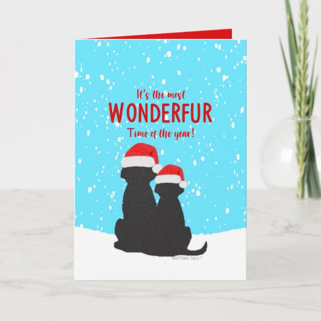 Santa Black Lab Dogs Christmas Card (Front)