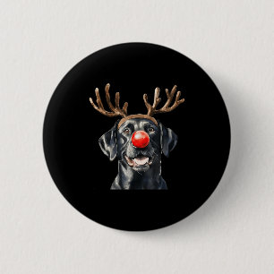 Santa Black Labrador Christmas Black Labrador Dog 6 Cm Round Badge