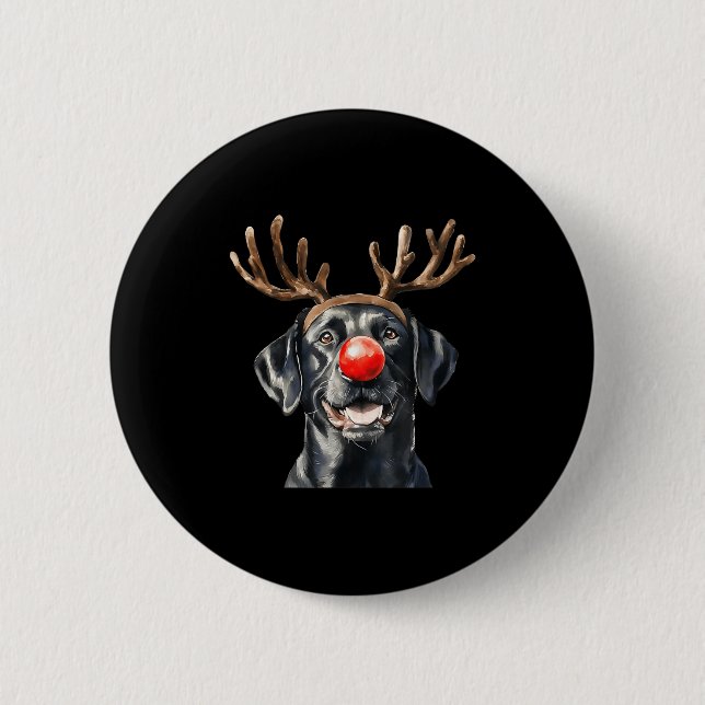 Santa Black Labrador Christmas Black Labrador Dog  6 Cm Round Badge (Front)