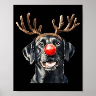 Santa Black Labrador Christmas Black Labrador Dog Poster