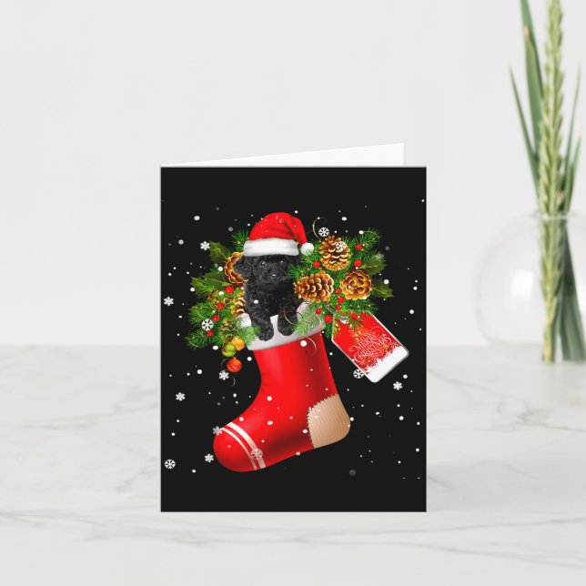Santa Black Toy Odle In Christmas Sock Pajama  Card (Front)